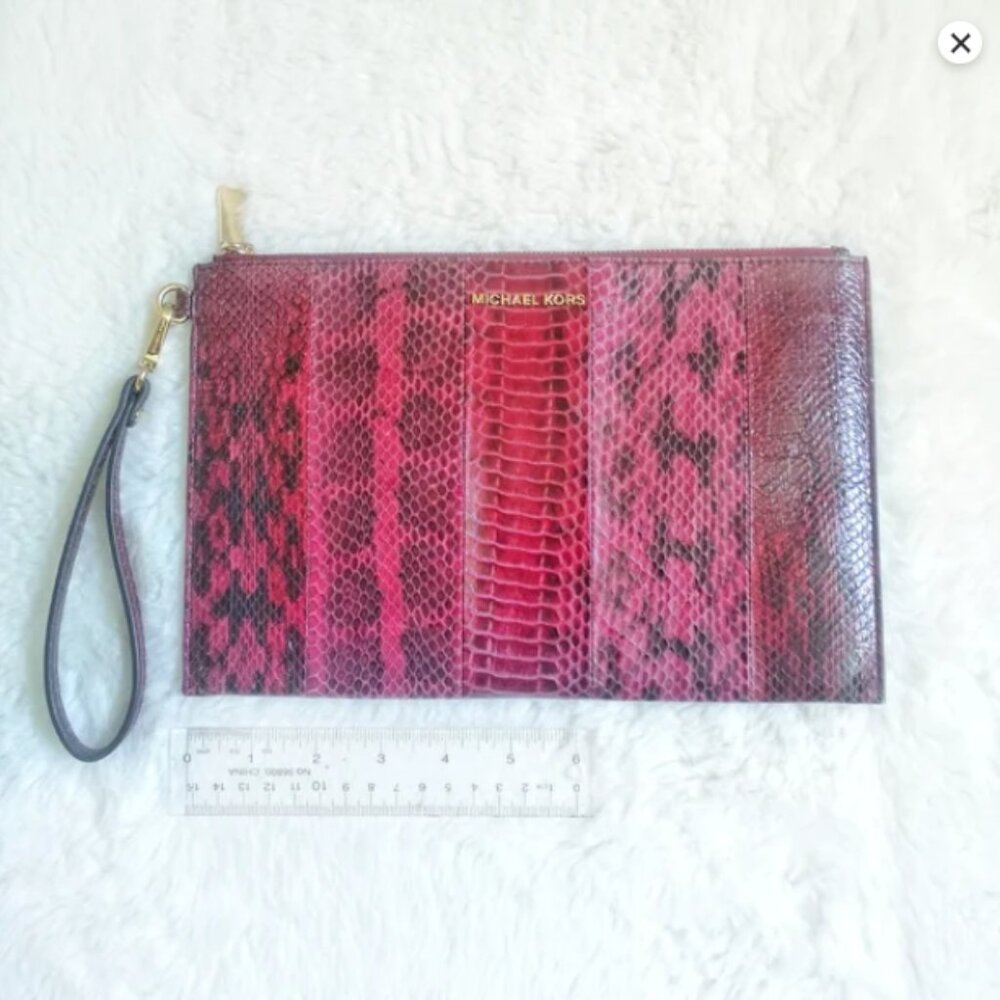 Michael Kors XL Mulberry Snakeskin Pouch / Wristlet
